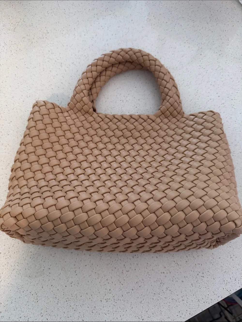 Woven Tote Handbag - Tan